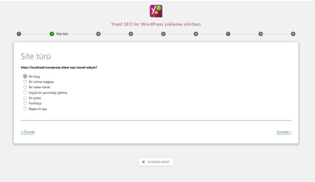 Yoast Kurulum Sihirbazi 2.Adim